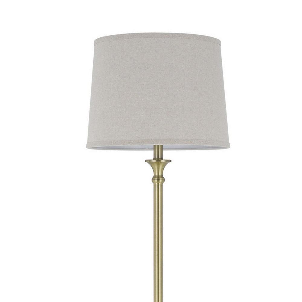 Floor Lamp with Light Gray Hardback Linen Shade, 61 Inch Antique Brass - BM351675