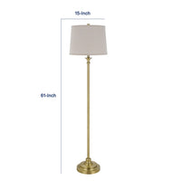Floor Lamp with Light Gray Hardback Linen Shade, 61 Inch Antique Brass - BM351675