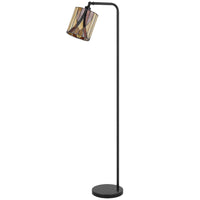 Tiffany Glass Floor Lamp with Adjustable Head, 58 Inch Black, Natural Tones - BM351676