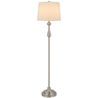 Floor Lamp with White Hardback Linen Shade, 61 Inch Modern Brushed Steel - BM351677