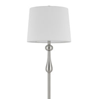 Floor Lamp with White Hardback Linen Shade, 61 Inch Modern Brushed Steel - BM351677