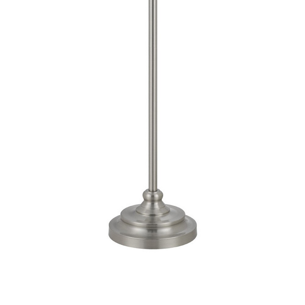 Floor Lamp with White Hardback Linen Shade, 61 Inch Modern Brushed Steel - BM351677