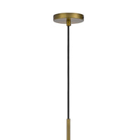 Pendant Light, Seeded Jar Glass Shade, Antique Brass Cone Center Accent - BM351678
