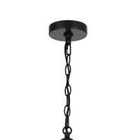 Pendant Light, Cylindric Caged Body with Braided Burlap Rope, Black Metal - BM351679
