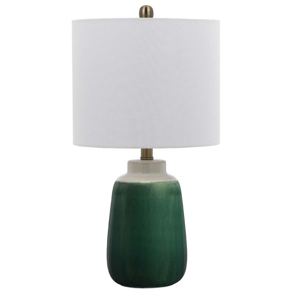 Table Lamp, Jar Body, Hardback Linen Shade, Dipped Garden Green Ceramic - BM351680