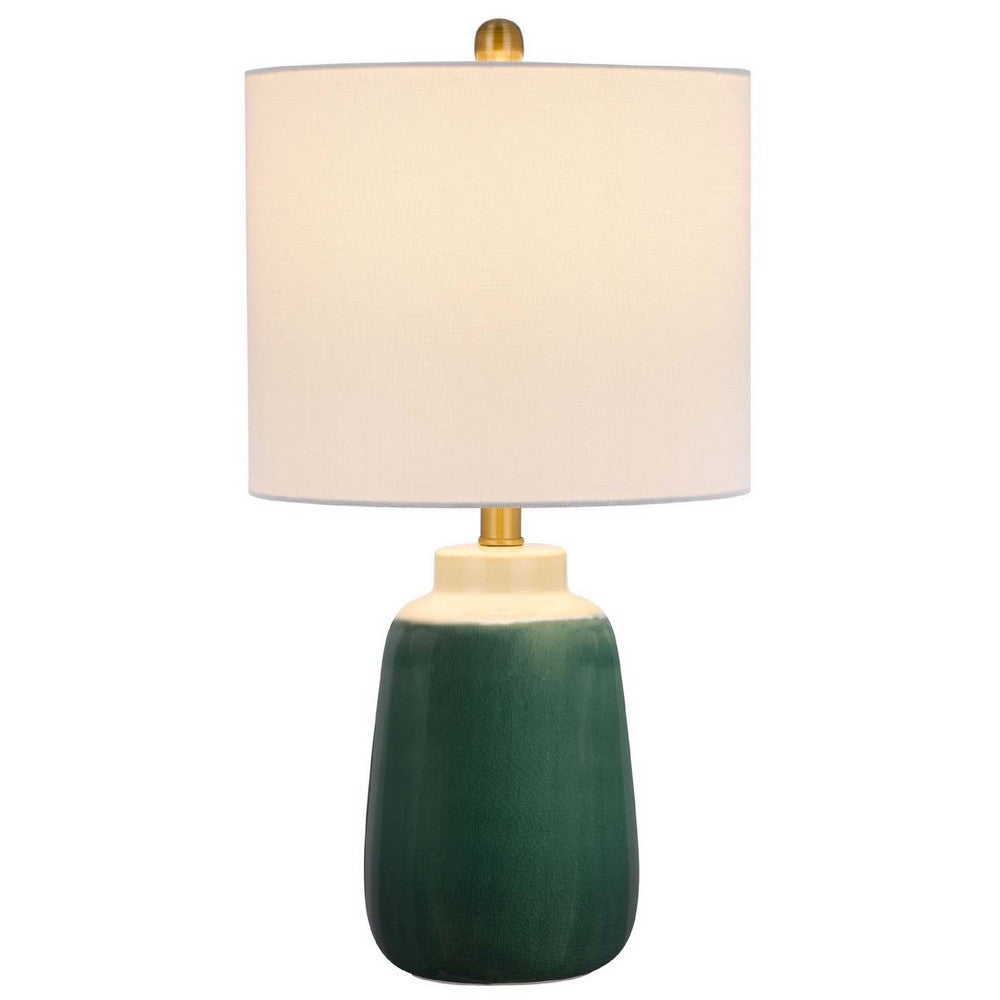 Table Lamp, Jar Body, Hardback Linen Shade, Dipped Garden Green Ceramic - BM351680