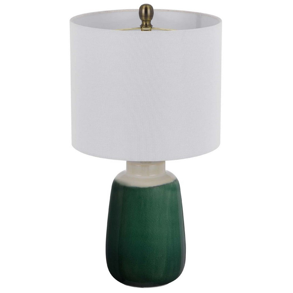 Table Lamp, Jar Body, Hardback Linen Shade, Dipped Garden Green Ceramic - BM351680