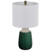 Table Lamp, Jar Body, Hardback Linen Shade, Dipped Garden Green Ceramic - BM351680