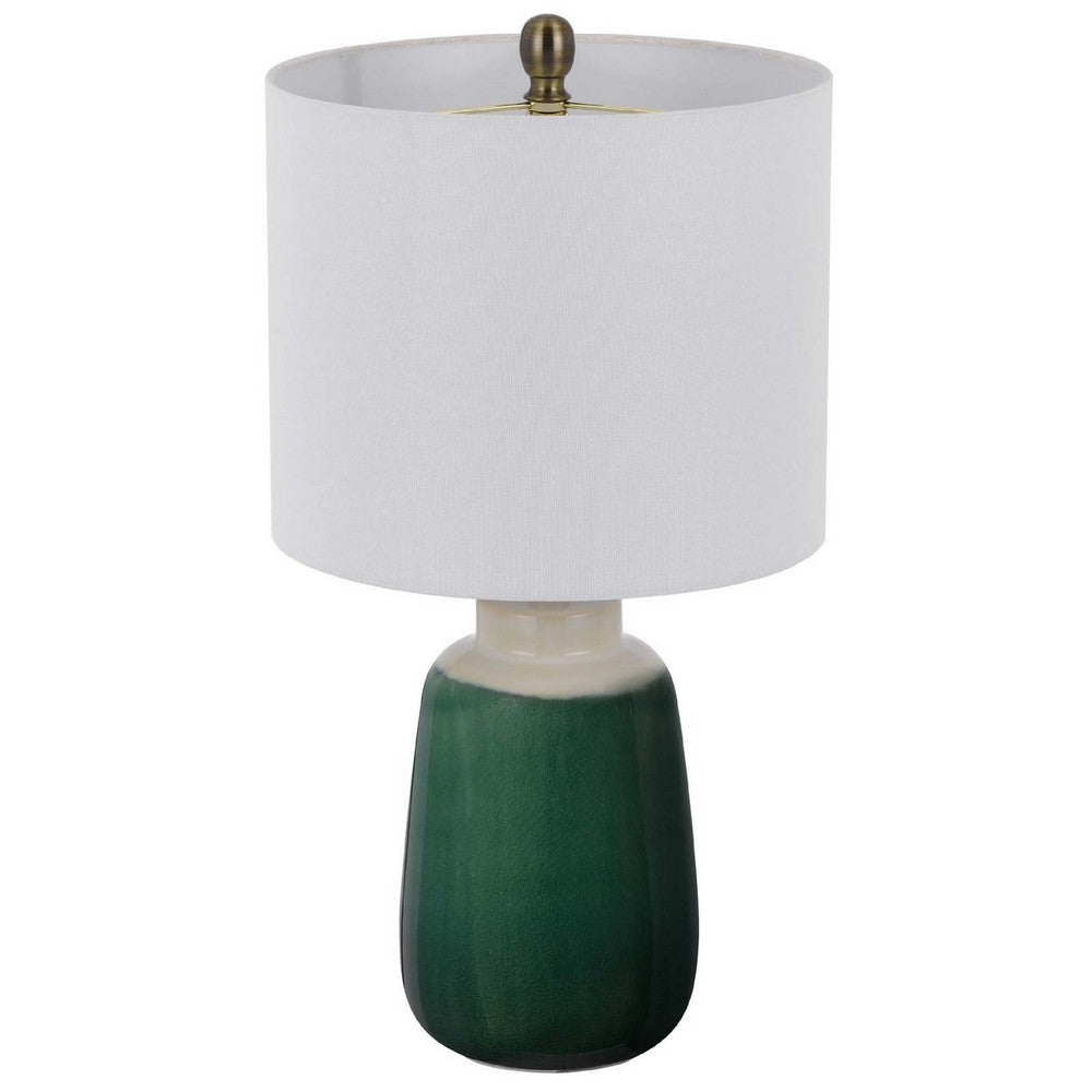 Table Lamp, Jar Body, Hardback Linen Shade, Dipped Garden Green Ceramic - BM351680
