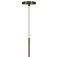 Pendant Light, Rounded Dome Glass Shade, Wood Base, Antique Brass - BM351682
