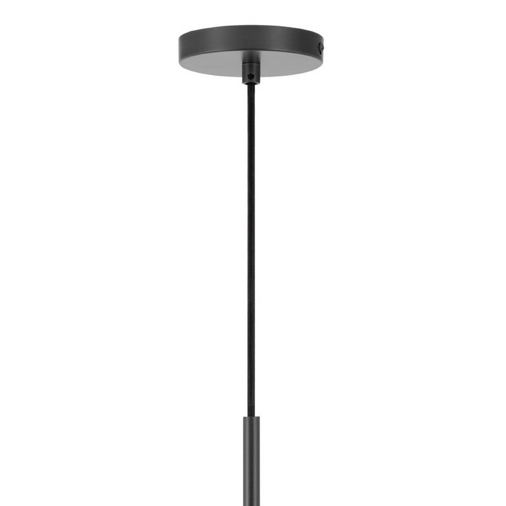 Pendant Light, Braided Burlap Shade, Square Caged Design, Black Metal - BM351684