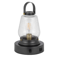 Jerry Lantern Table Lamp, Bubble Glass Shade, USB Ports, Dark Bronze - BM351686