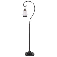 Jerry Classic Lantern Floor Lamp, Bubble Glass Shade, Dark Bronze Metal - BM351687