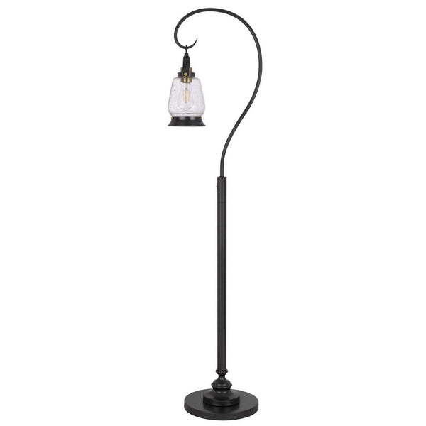 Jerry Classic Lantern Floor Lamp, Bubble Glass Shade, Dark Bronze Metal - BM351687