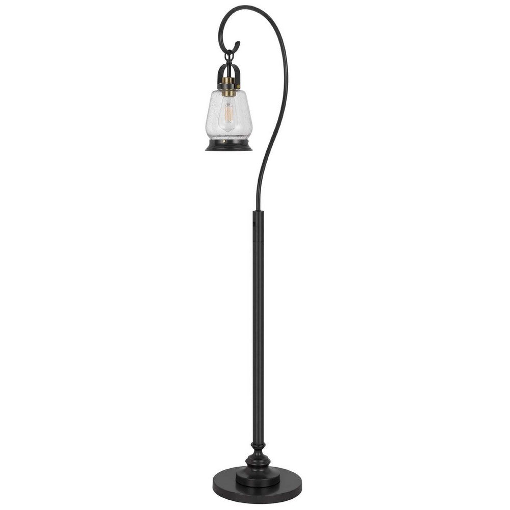 Jerry Classic Lantern Floor Lamp, Bubble Glass Shade, Dark Bronze Metal - BM351687
