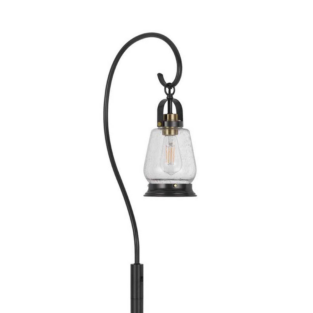 Jerry Classic Lantern Floor Lamp, Bubble Glass Shade, Dark Bronze Metal - BM351687