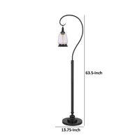 Jerry Classic Lantern Floor Lamp, Bubble Glass Shade, Dark Bronze Metal - BM351687