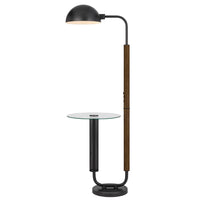 Floor Lamp with Round Glass Table, Modern Metal Dome Shade, Black 63 Inch - BM351690