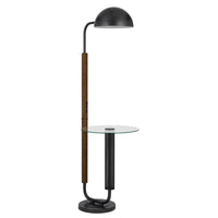 Floor Lamp with Round Glass Table, Modern Metal Dome Shade, Black 63 Inch - BM351690