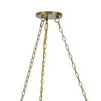 Chandelier, Wagon Wheel Style, 6 Glass Shades, Antique Brass 30 Inch - BM351691