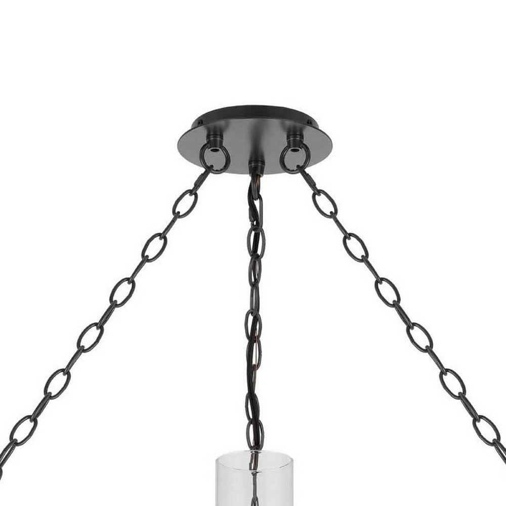 Arga 9 Light Chandelier, Glass Shade, Rope Arms, Bronze Metal 12 Inch - BM351692