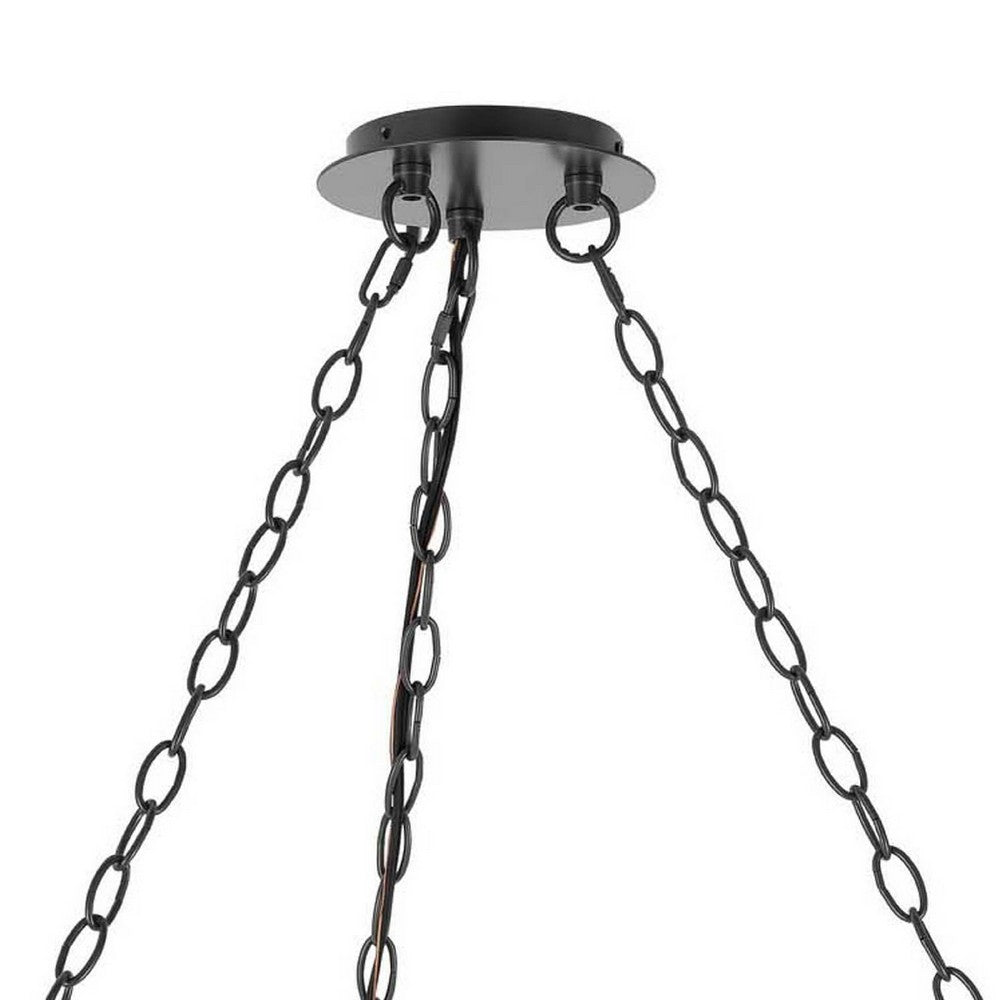 Arga 6 Light Chandelier, Glass Shade, Rope Arms, Bronze Metal 12 Inch - BM351693