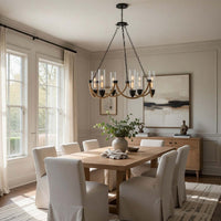 Arga 6 Light Chandelier, Glass Shade, Rope Arms, Bronze Metal 12 Inch - BM351693