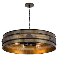 5 Light Chandelier, Drum Shade with Rustic Aged Bronze Mesh Band, 30 Inch - BM351694