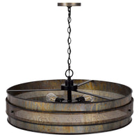 5 Light Chandelier, Drum Shade with Rustic Aged Bronze Mesh Band, 30 Inch - BM351694