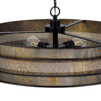 5 Light Chandelier, Drum Shade with Rustic Aged Bronze Mesh Band, 30 Inch - BM351694