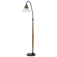 Floor Lamp, Bubble Glass Shade, Rope Accents Industrial Wood, Black 71 Inch - BM351695