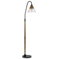 Floor Lamp, Bubble Glass Shade, Rope Accents Industrial Wood, Black 71 Inch - BM351695