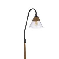 Floor Lamp, Bubble Glass Shade, Rope Accents Industrial Wood, Black 71 Inch - BM351695