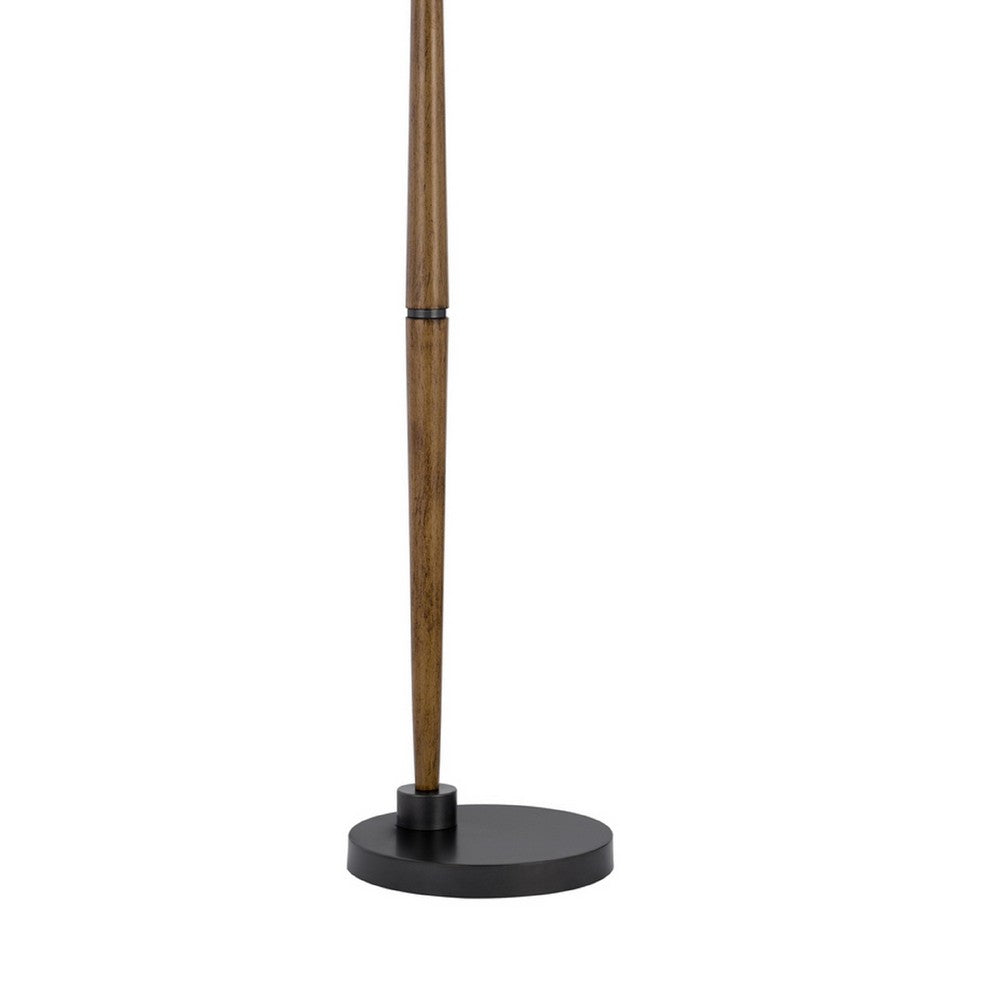 Floor Lamp, Bubble Glass Shade, Rope Accents Industrial Wood, Black 71 Inch - BM351695