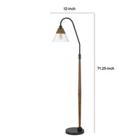 Floor Lamp, Bubble Glass Shade, Rope Accents Industrial Wood, Black 71 Inch - BM351695