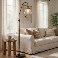 Floor Lamp, Bubble Glass Shade, Rope Accents Industrial Wood, Black 71 Inch - BM351695