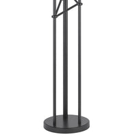 3 Light Torchiere Floor Lamp, Leaf Design Glass Shade, Black Metal 71 Inch - BM351696