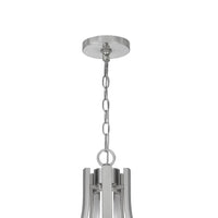 5 Light Chandelier, Teardrop Shape Glass Shades, Brushed Silver 26 Inch - BM351699