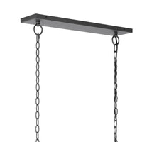 4 Light Pendant, Braided Burlap Shade, Caged Industrial Black Metal 40 Inch - BM351700