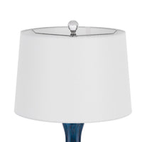 Table Lamp Set of 2, Off-White Drum Shade, Dark Blue Glass 29 Inch - BM351701