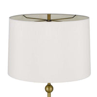 Table Lamp, White Drum Shade, Slim Brass Neck, Swirled Black Marble 29 Inch - BM351703