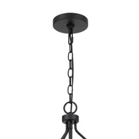 6 Light Chandelier, Caged Round Oval, Glass Shades, Black Metal 24 Inch - BM351704