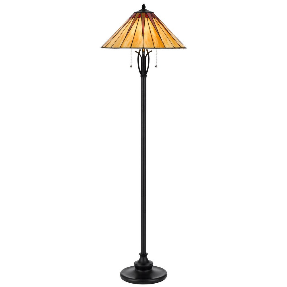 Eli Floor Lamp, Stained Tiffany Glass Shade, Hand Painted, Bronze 61 Inch - BM351706