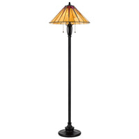 Eli Floor Lamp, Stained Tiffany Glass Shade, Hand Painted, Bronze 61 Inch - BM351706