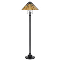 Eli Floor Lamp, Stained Tiffany Glass Shade, Hand Painted, Bronze 61 Inch - BM351706