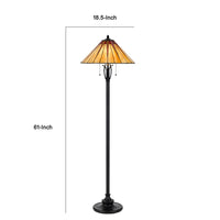 Eli Floor Lamp, Stained Tiffany Glass Shade, Hand Painted, Bronze 61 Inch - BM351706