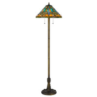 Eli Tiffany Shade Floor Lamp with Hand Painted Dragonfly, Brass 63 Inch - BM351707
