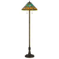 Eli Tiffany Shade Floor Lamp with Hand Painted Dragonfly, Brass 63 Inch - BM351707