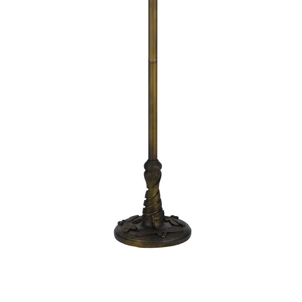 Eli Tiffany Shade Floor Lamp with Hand Painted Dragonfly, Brass 63 Inch - BM351707