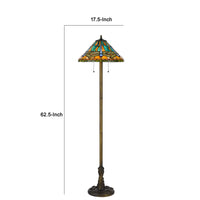 Eli Tiffany Shade Floor Lamp with Hand Painted Dragonfly, Brass 63 Inch - BM351707